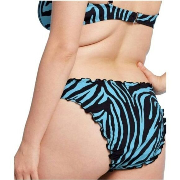 Shade And Shore Blue Black Zebra Print Swim Bikini Set Two Piece Size L - Picture 6 of 13